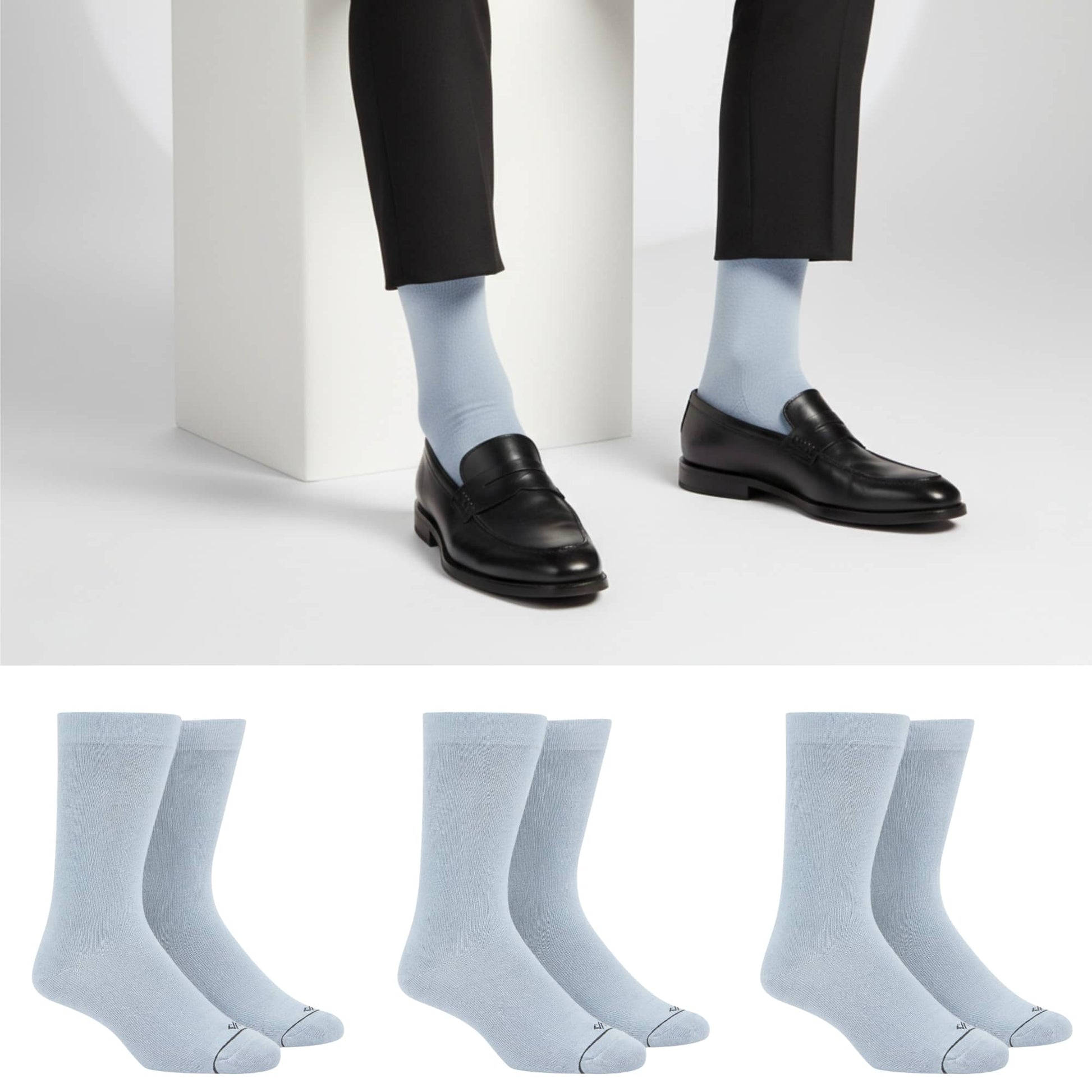 Dynamocks Black Crew Length Socks for Men and Women - Combo pack of 3 Pairs.