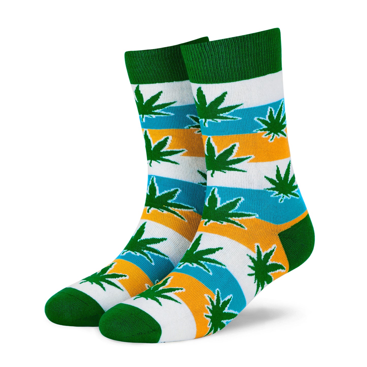 Dynamocks Happy Leaf Crew Length Socks for Men and Women.