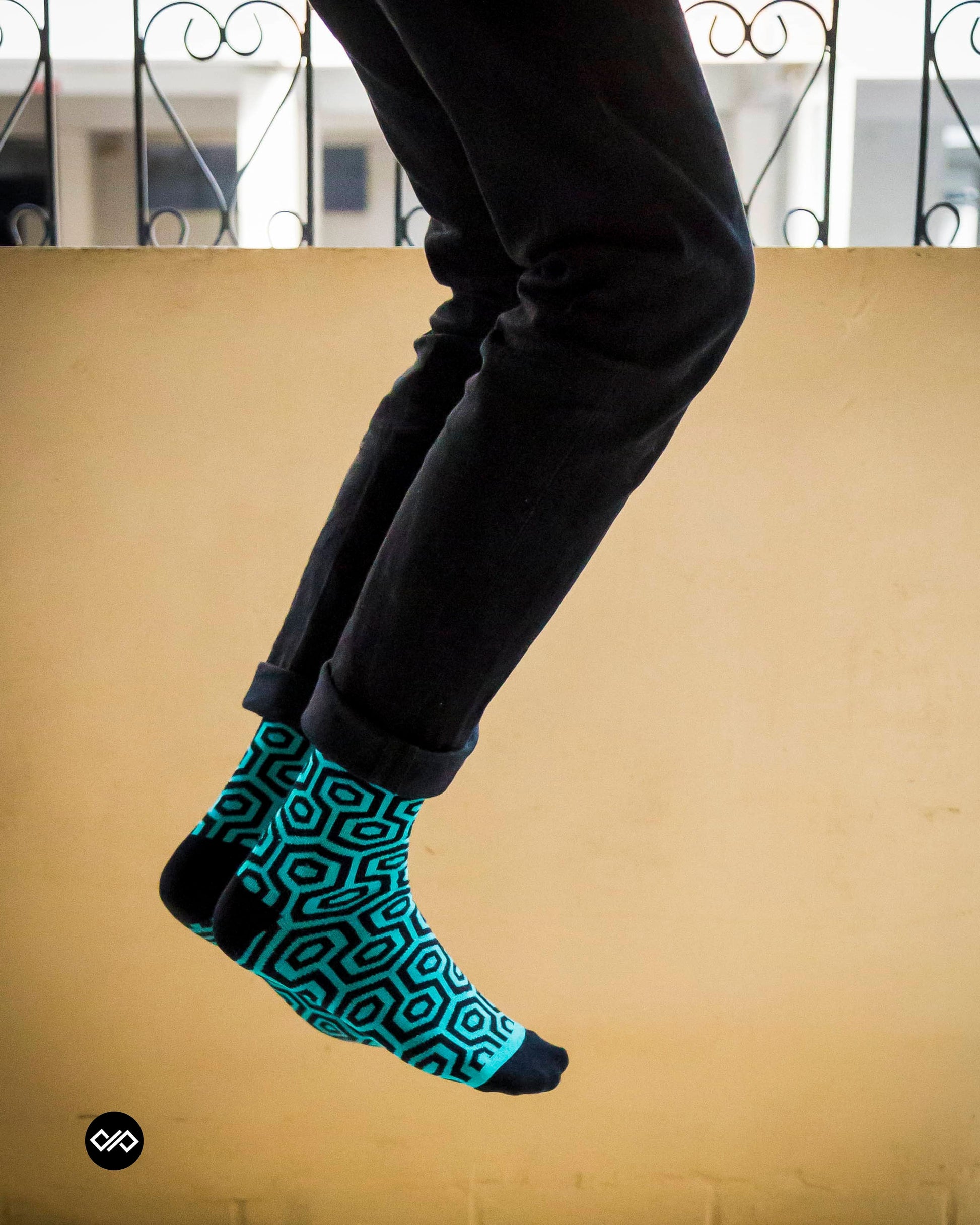 Dynamocks Hexagon crew length socks for men and women.