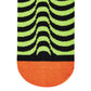 Illusion crew socks closeup — neon green and black optical stripe design — Dynamocks