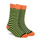 Illusion crew socks — neon green and black optical stripe design — Dynamocks