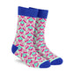 Jazz crew socks — mint green base with hot pink and electric blue abstract design — Dynamocks
