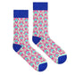 Jazz crew socks flat lay — mint green base with hot pink and electric blue abstract design — Dynamocks