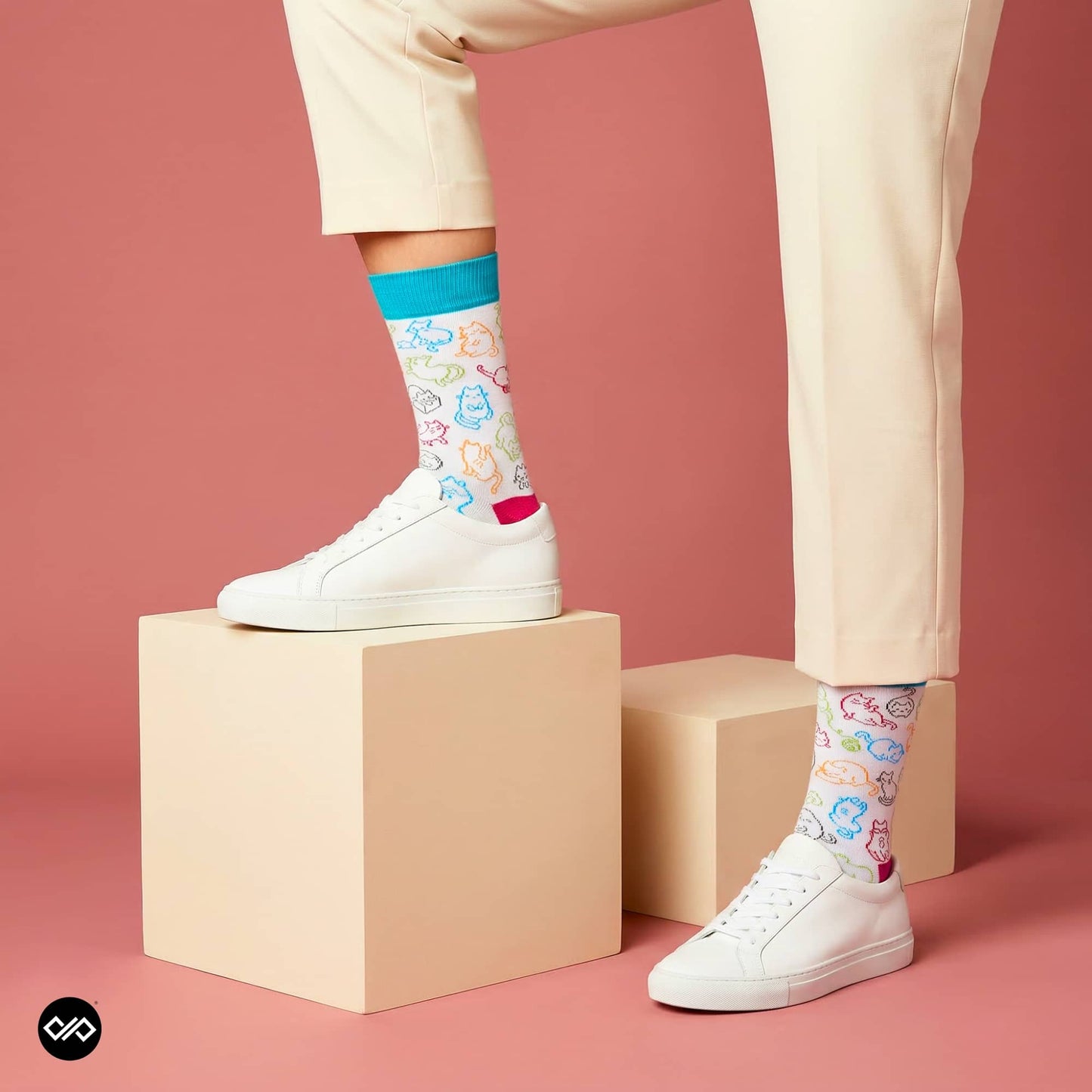 Kitty Colourful Cat Crew Socks for Men & Women | Dynamocks