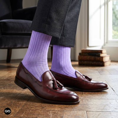 Solid Lavender Cotton Crew Socks for Men & Women | Dynamocks