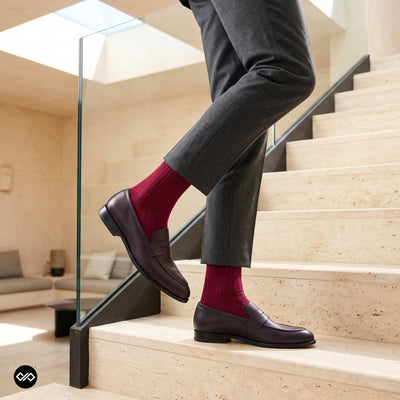 Solid Maroon Cotton Crew Socks for Men & Women | Dynamocks