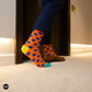 Dynamocks Bamboo Orange Polka Crew Length Socks for Men and Women.