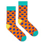 Dynamocks Bamboo Orange Polka Crew Length Socks for Men and Women.