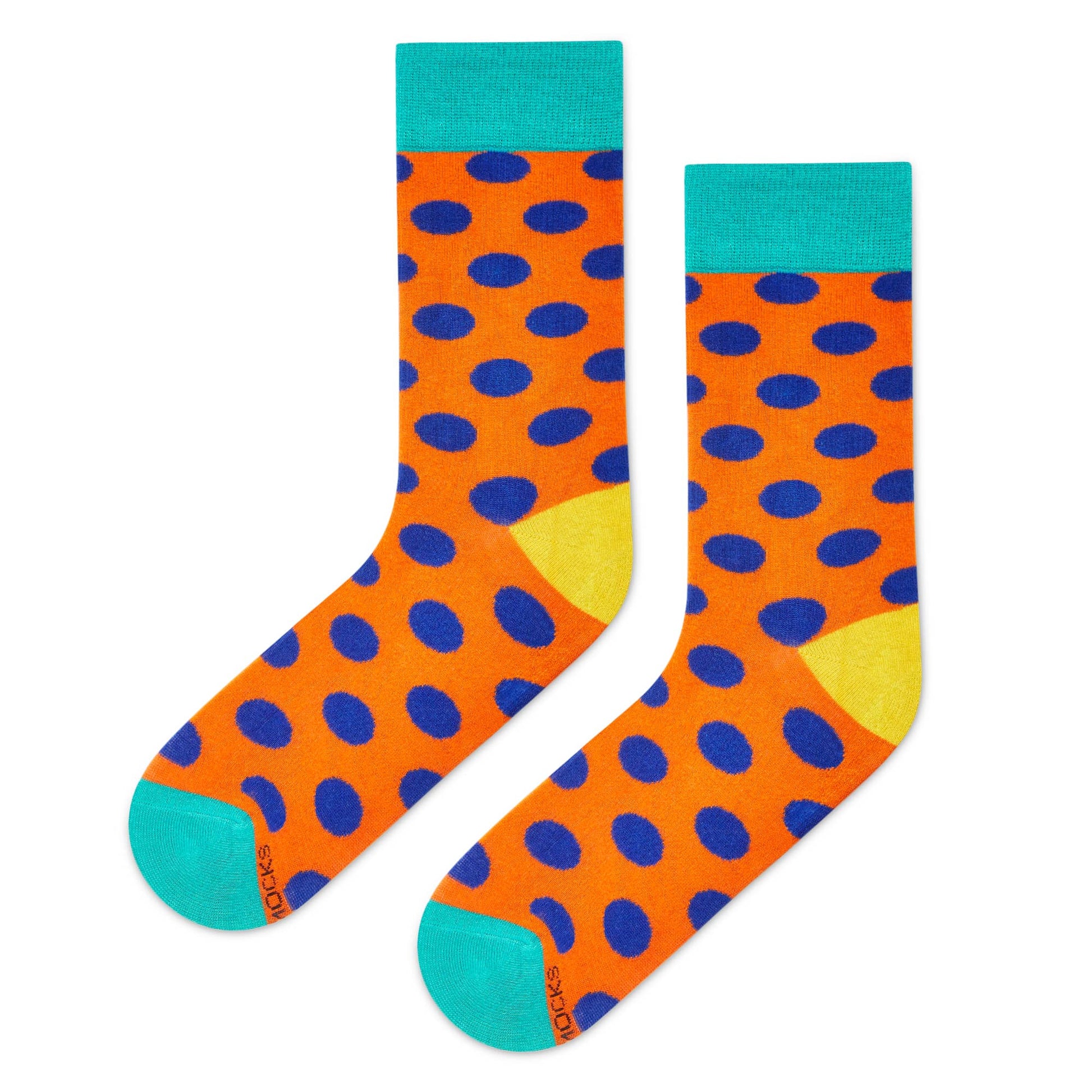 Dynamocks Bamboo Orange Polka Crew Length Socks for Men and Women.