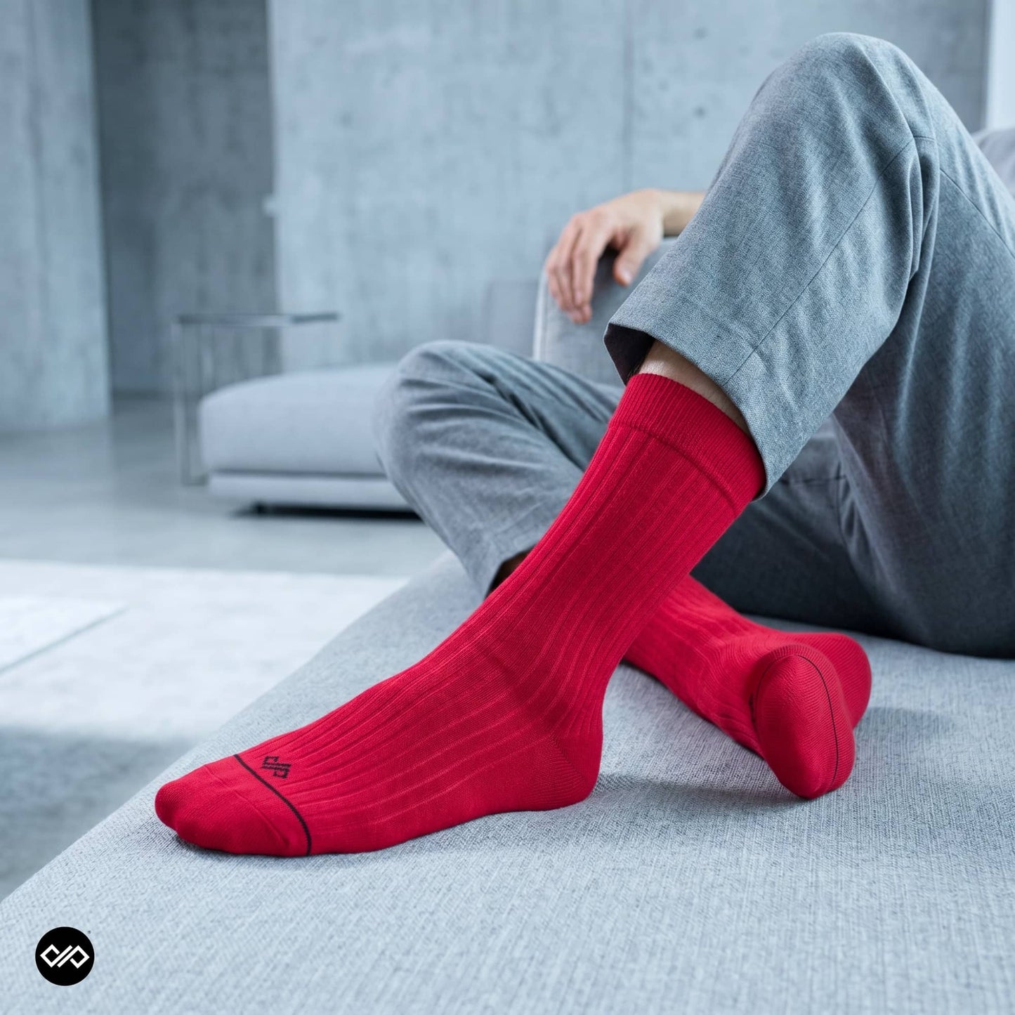 Dynamocks Red crew length socks for men and women.