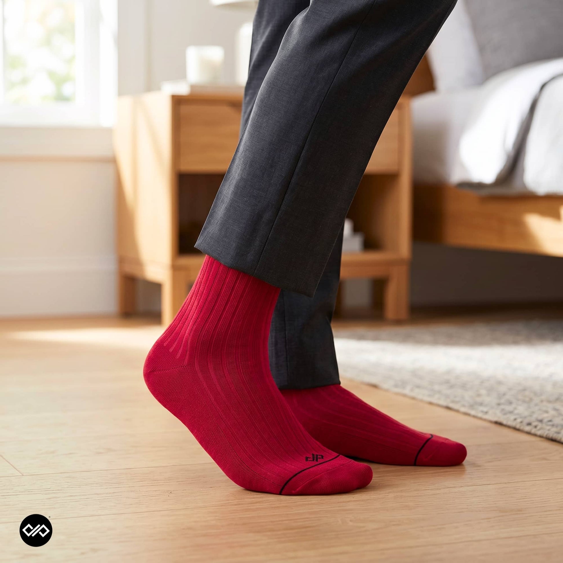 Dynamocks Red crew length socks for men and women.