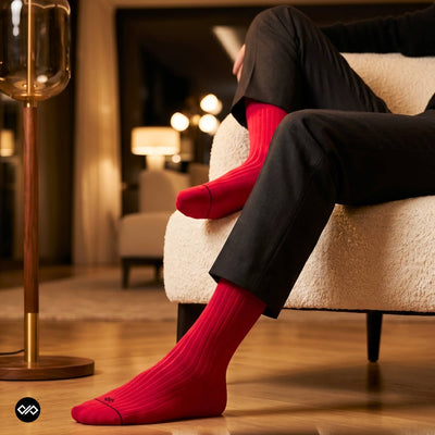 Solid Red Cotton Crew Socks for Men & Women | Dynamocks