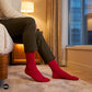 Dynamocks Red crew length socks for men and women.