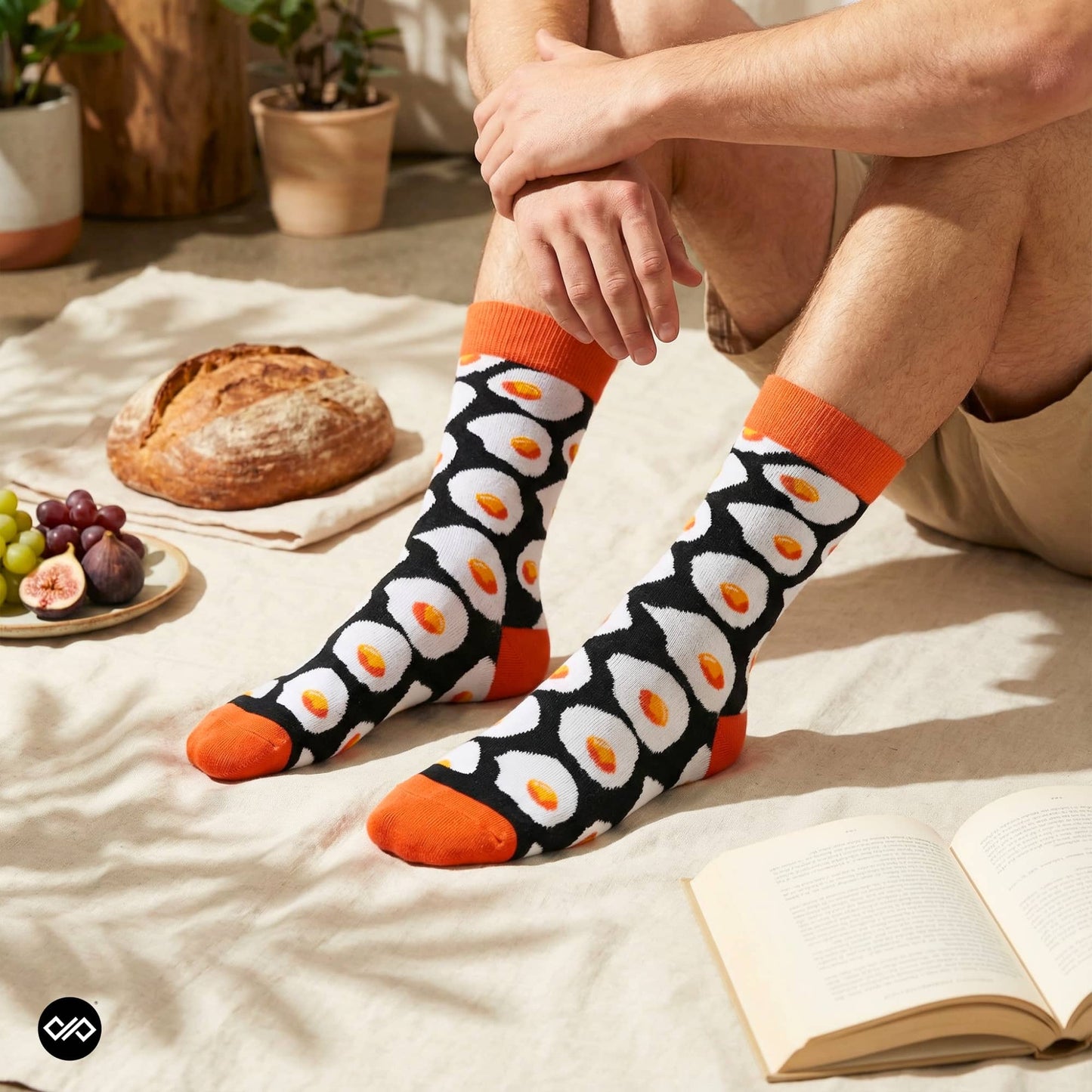 Dynamocks Sunny Side Up Crew Length socks for men and women.