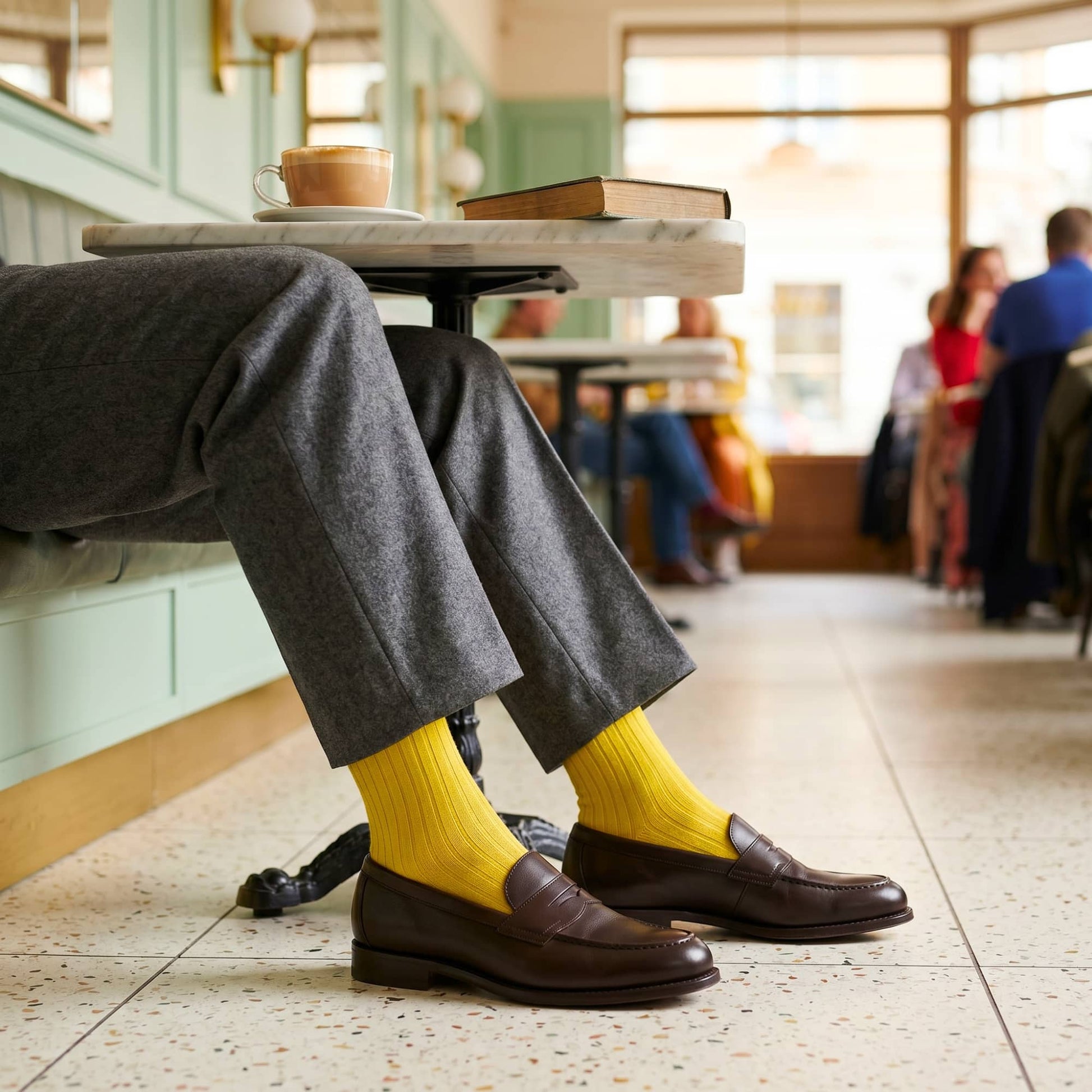 Dynamocks Gold crew length socks for men and women.
