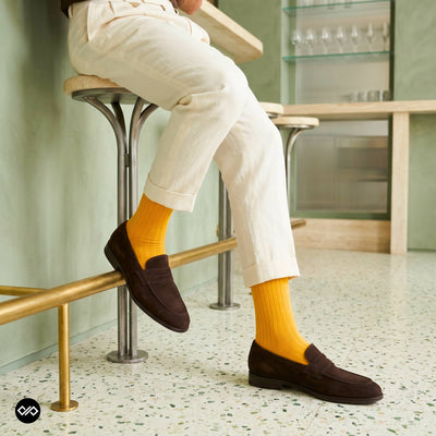 Solid Mango Cotton Crew Socks for Men & Women | Dynamocks