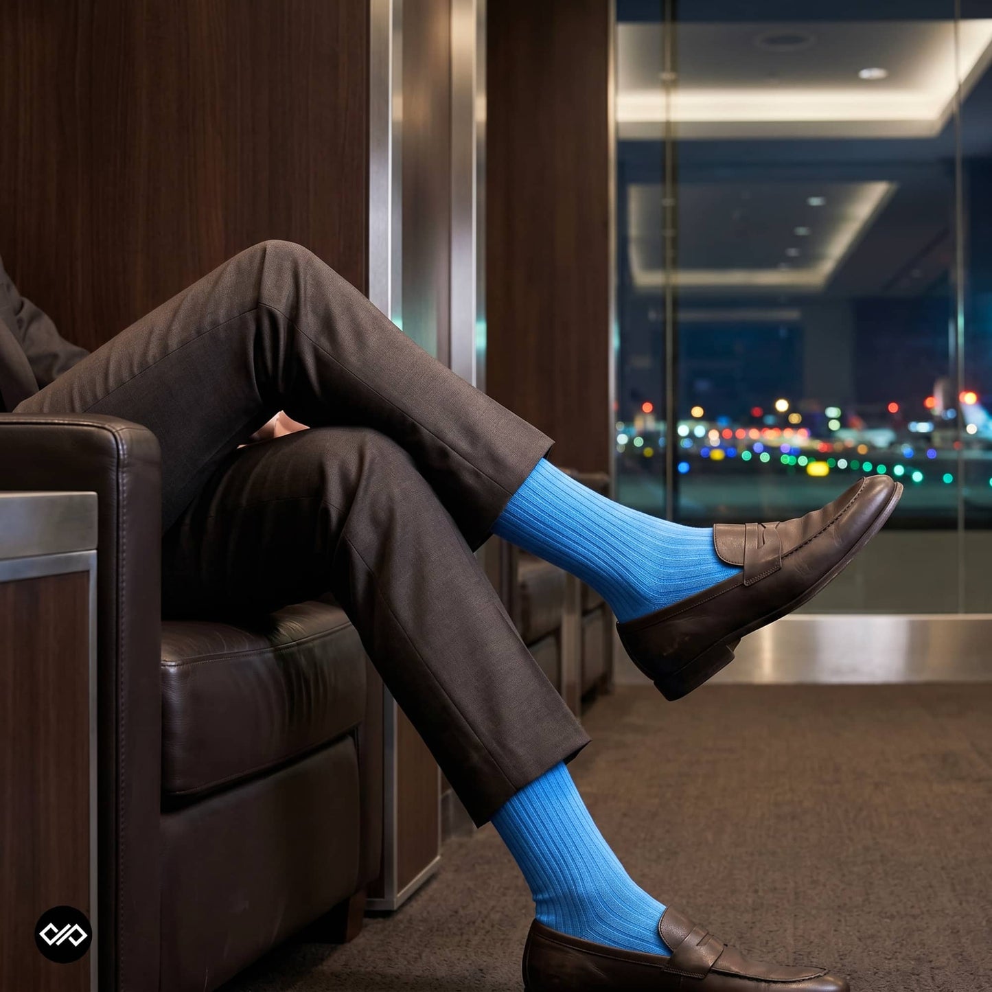 Dynamocks Blue Solid Crew Socks for men and women.