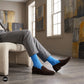 Dynamocks Blue Solid Crew Socks for men and women.