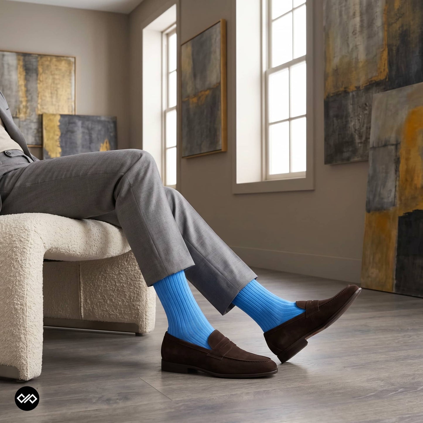 Dynamocks Blue Solid Crew Socks for men and women.
