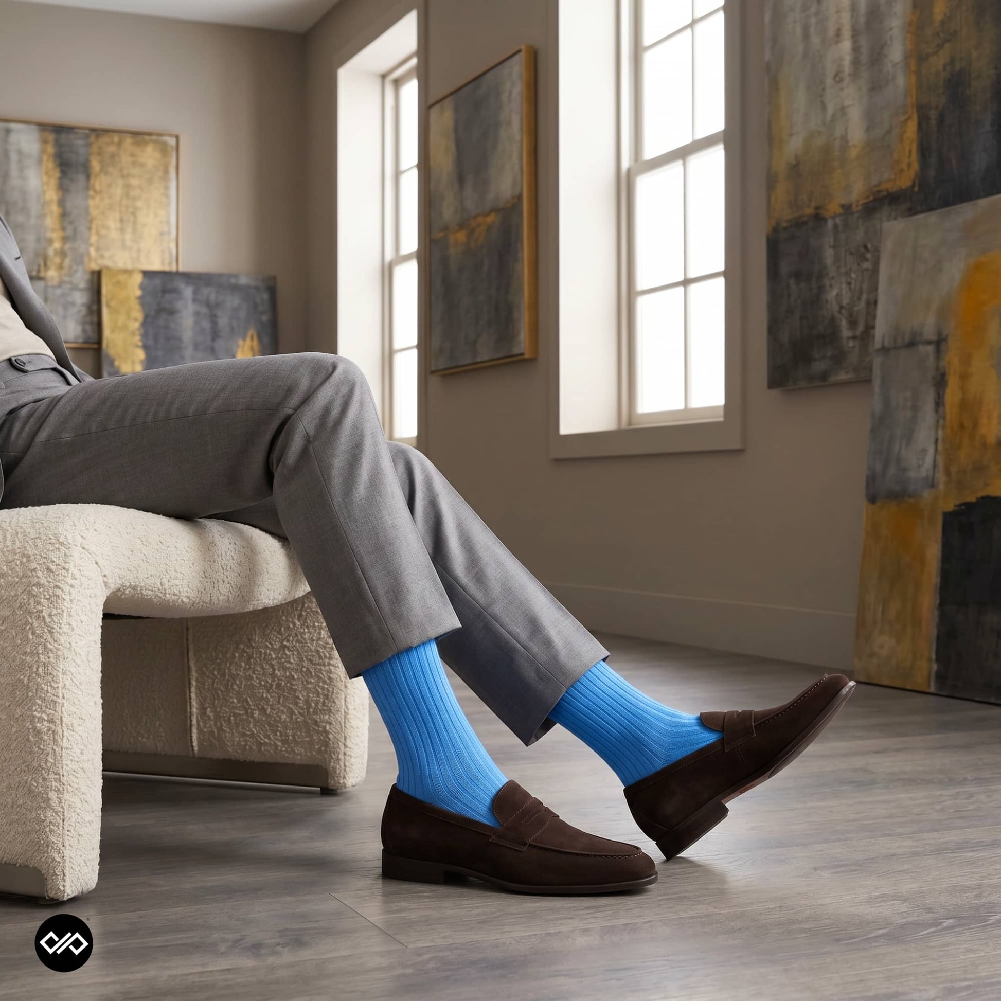 Dynamocks Blue Solid Crew Socks for men and women.