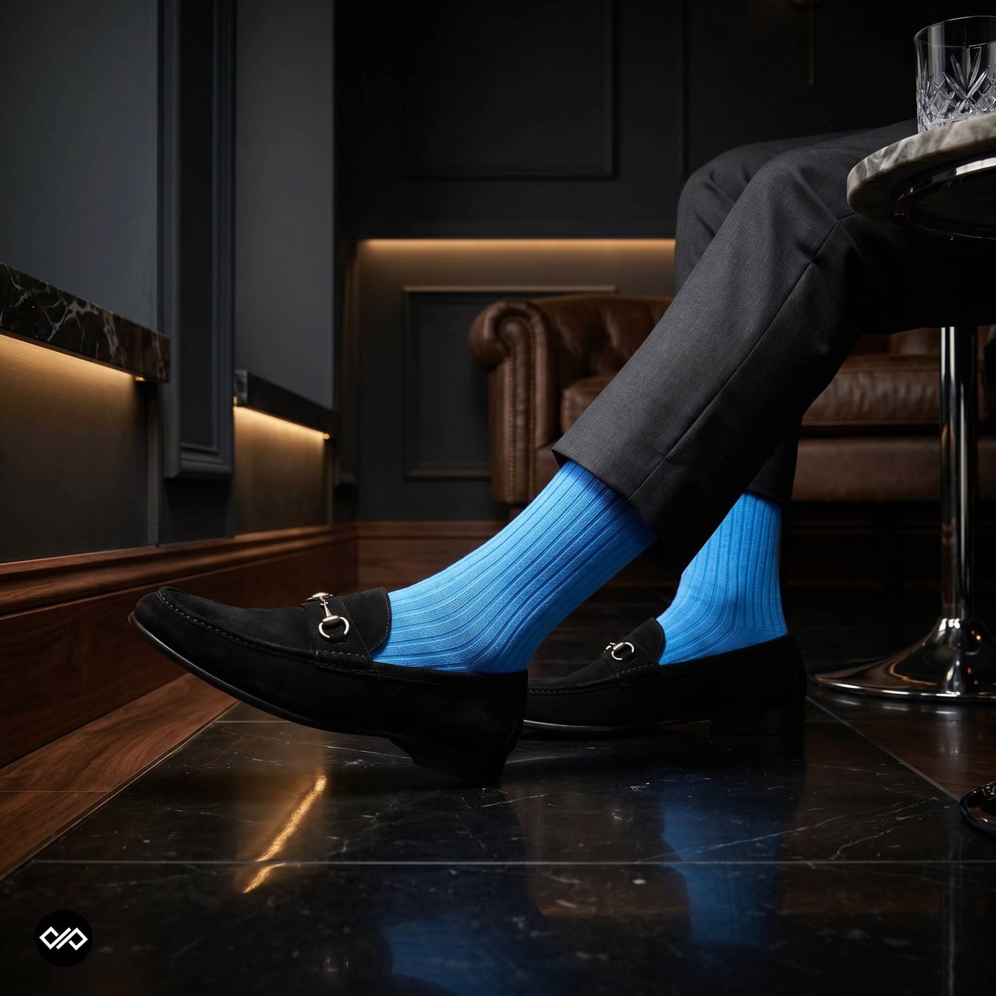 Dynamocks Blue Solid Crew Socks for men and women.
