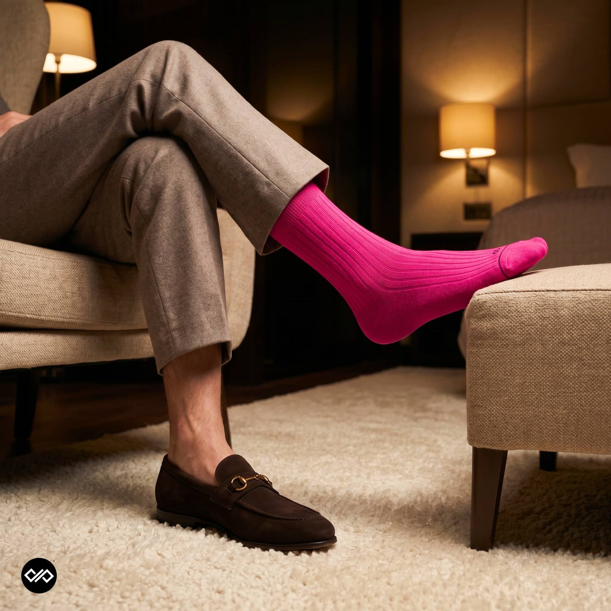Dynamocks prism pink crew length socks for men and women.