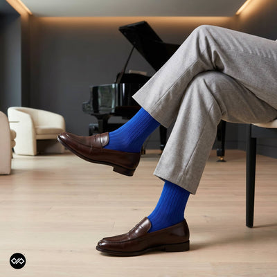 Royal Blue Cotton Crew Socks for Men & Women | Dynamocks