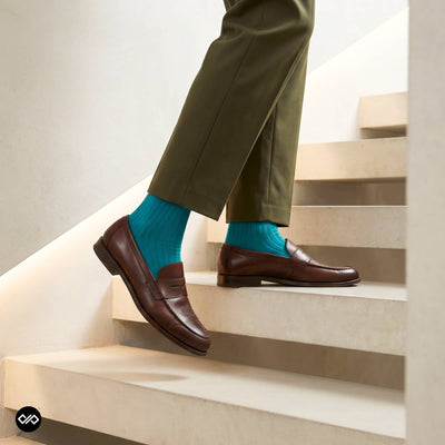 Teal Green Cotton Crew Socks for Men & Women | Dynamocks