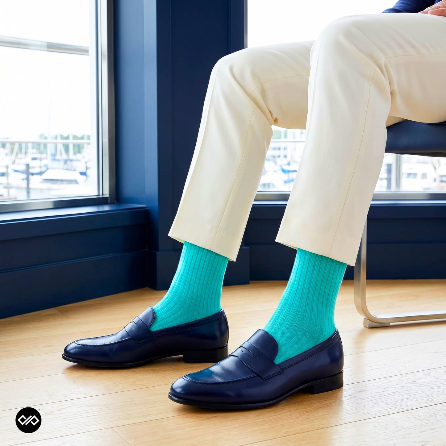 Dynamocks solid crew turquoise socks for men and women.