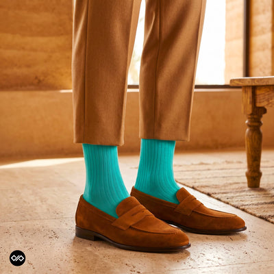Solid Mango Cotton Crew Socks for Men & Women | Dynamocks