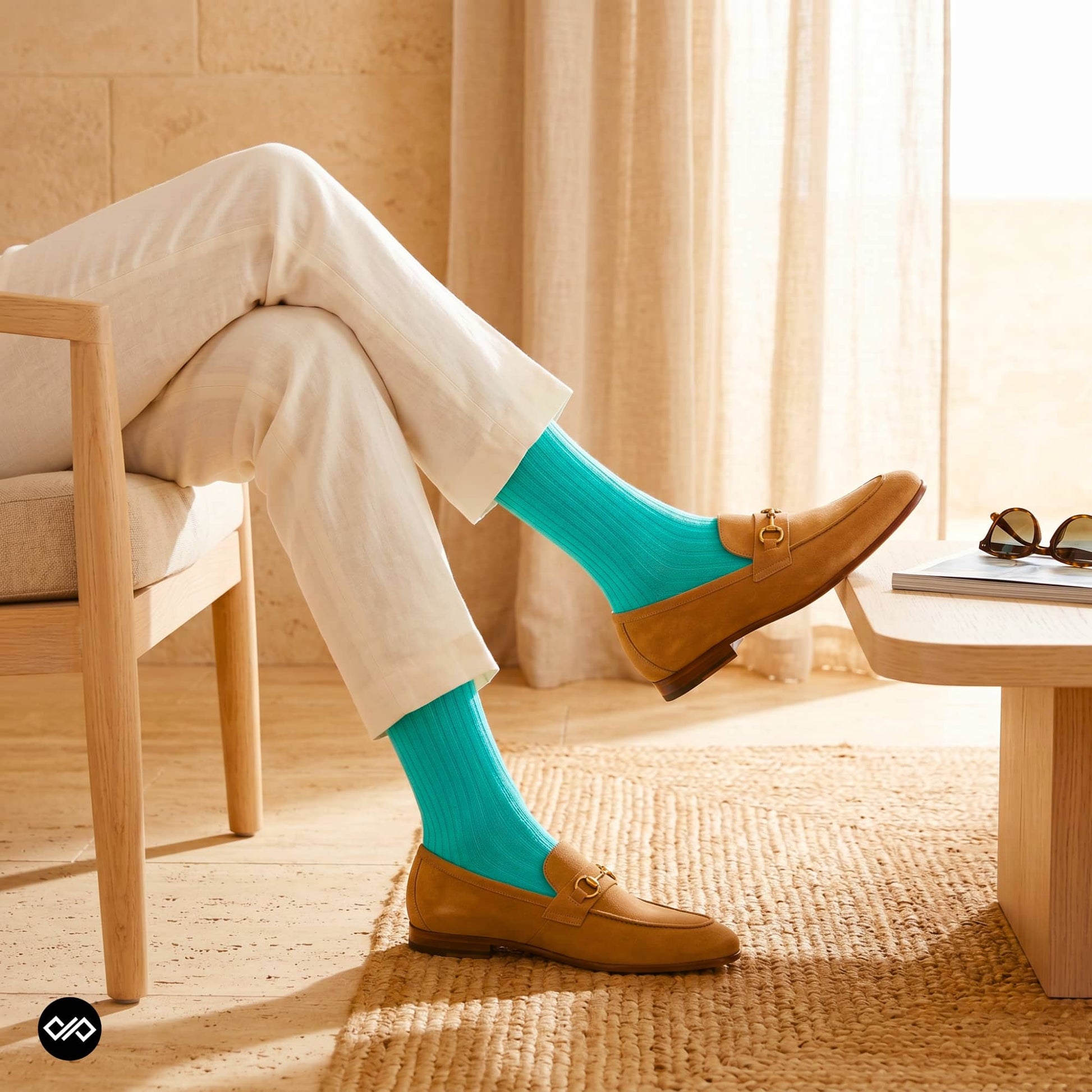 Dynamocks solid crew turquoise socks for men and women.