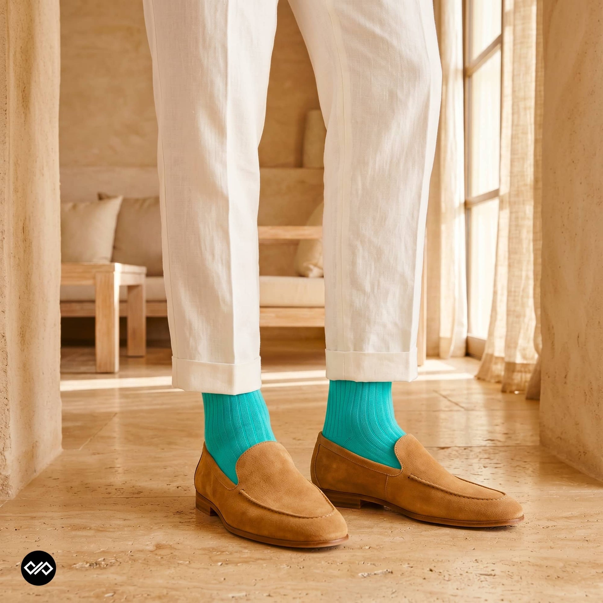 Dynamocks solid crew turquoise socks for men and women.