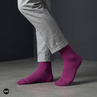 Solid Wine Cotton Crew Socks for Men & Women | Dynamocks