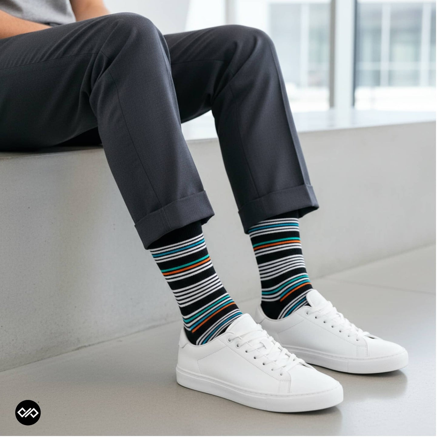 Dynamocks Stripes 6.0 Crew Length Socks for Men and Women.