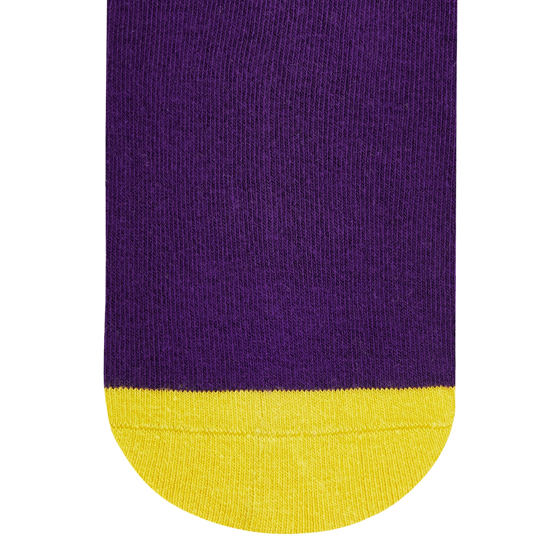 Dynamocks Stripes DUO Purple and Yellow crew length socks - Closeup