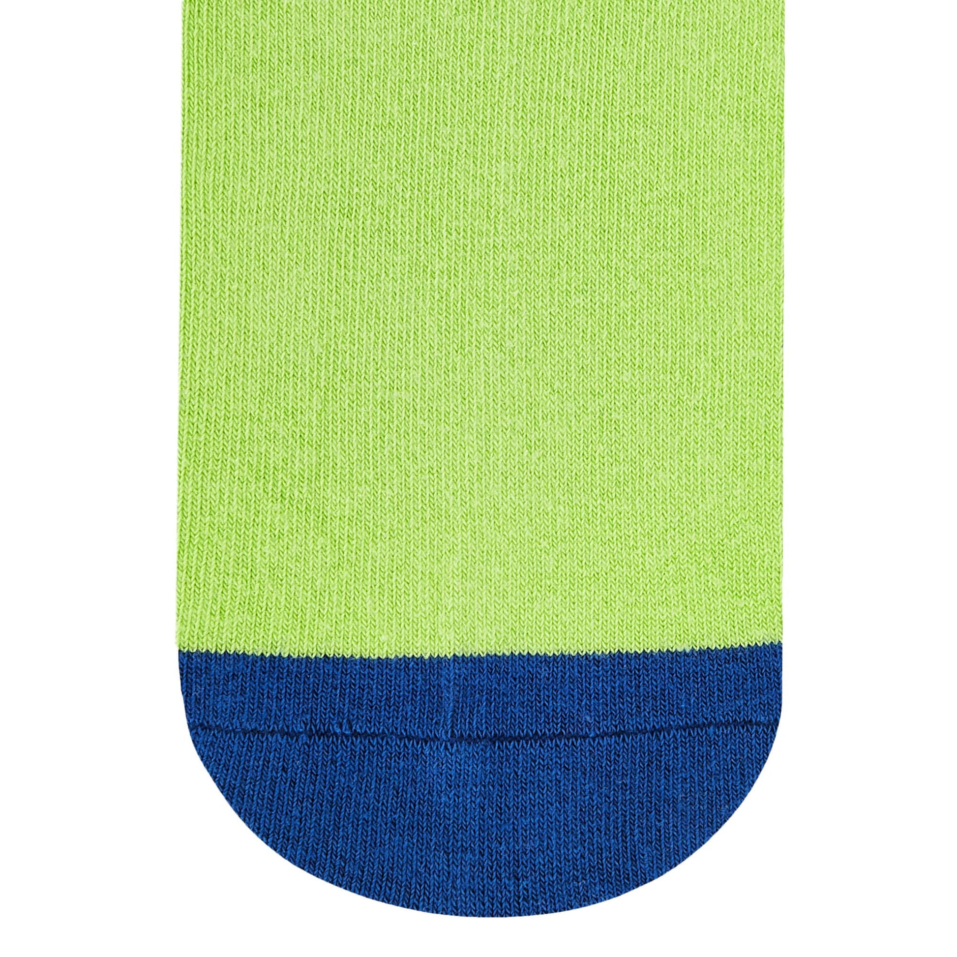 Dynamocks Stripes DUO Neon Green and Royal Blue crew length socks - Closeup