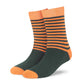 Dynamocks Stripes DUO Orange and Olive crew length socks - Left Angle