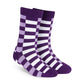 Sublime purple check crew socks — deep purple, lilac and white squares — Dynamocks