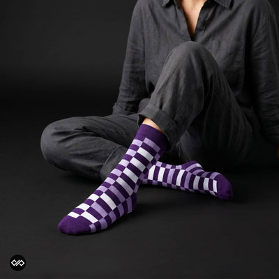 Sublime Purple Check Crew Socks for Men & Women | Dynamocks