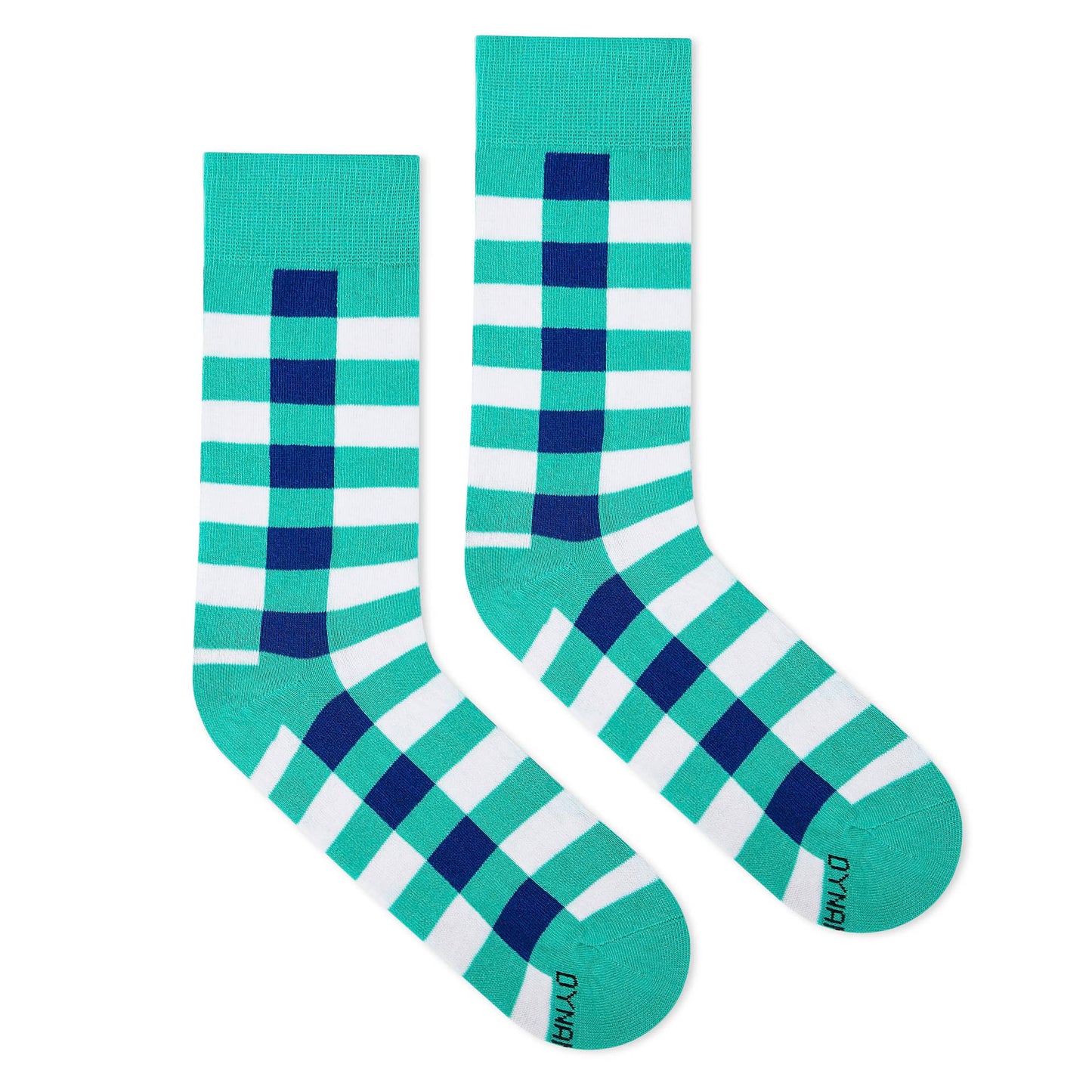Sublime crew socks pair — wide stripe turquoise and navy design — Dynamocks India