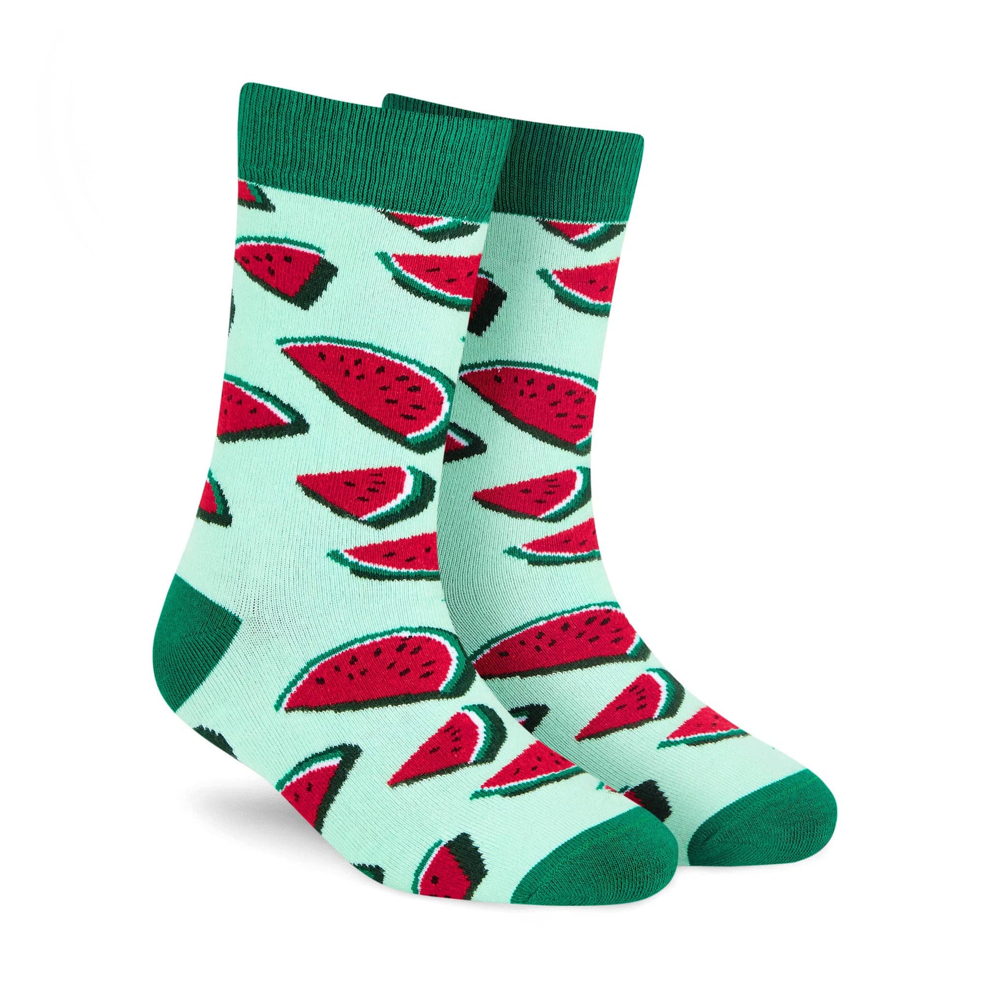 Watermelon design crew socks for men and women emerald cuff – Dynamocks