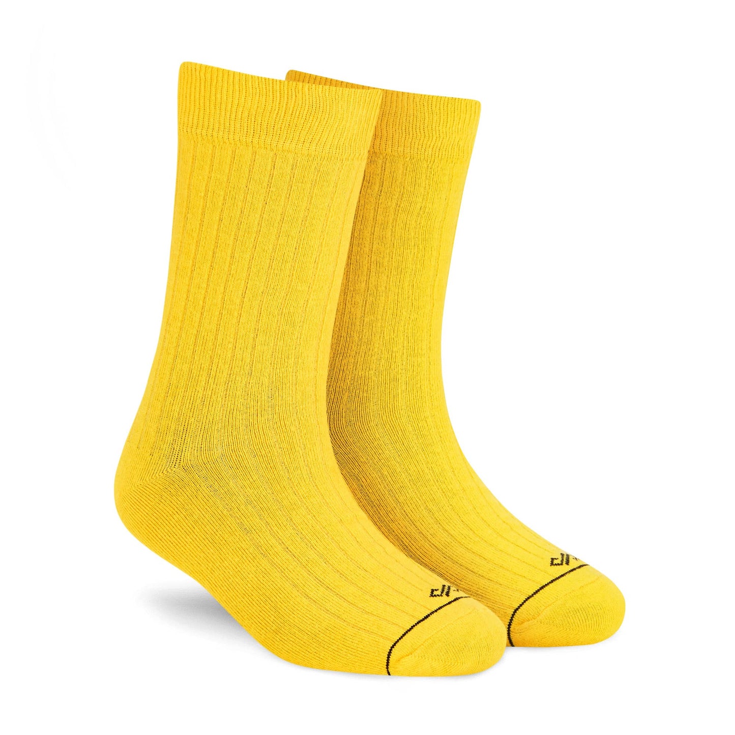 Dynamocks Yellow Solid Crew socks for men and women.
