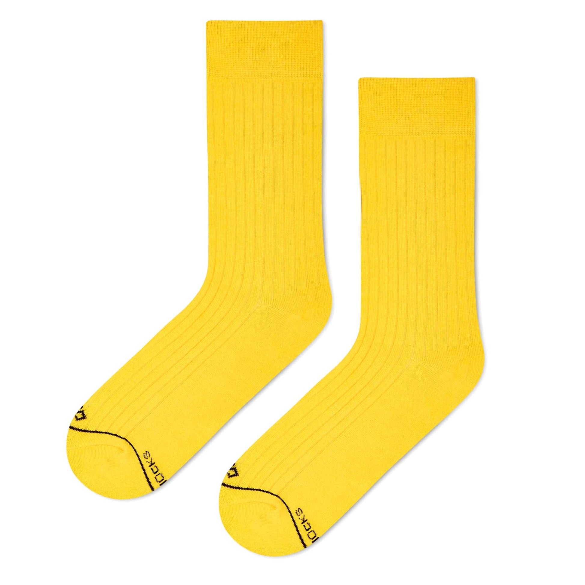 Dynamocks Yellow Solid Crew socks for men and women.