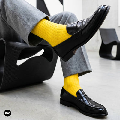 Solid Yellow Cotton Crew Socks for Men & Women | Dynamocks