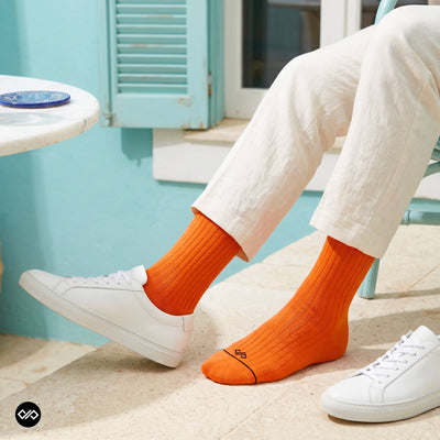 Solid Orange Cotton Crew Socks for Men & Women | Dynamocks