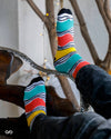Dynamocks Fun Stripes Crew Length Socks for Men and Women.