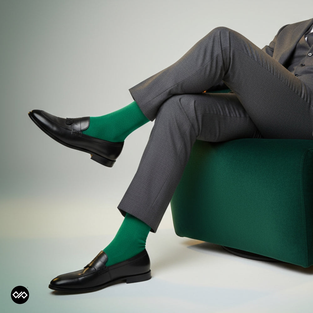 Dynamocks Bamboo Solid Crew Green Crew length socks for Men and Women.