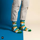 Dynamocks Happy Leaf Crew Length Socks for Men and Women.
