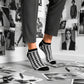 Dynamocks Houndstooth Black and White Low Ankle Length Socks for Men and Women.