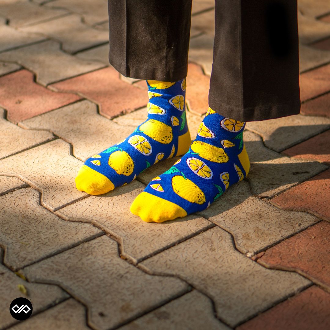 Dynamocks Lemon Crew Length Socks for Men and Women.